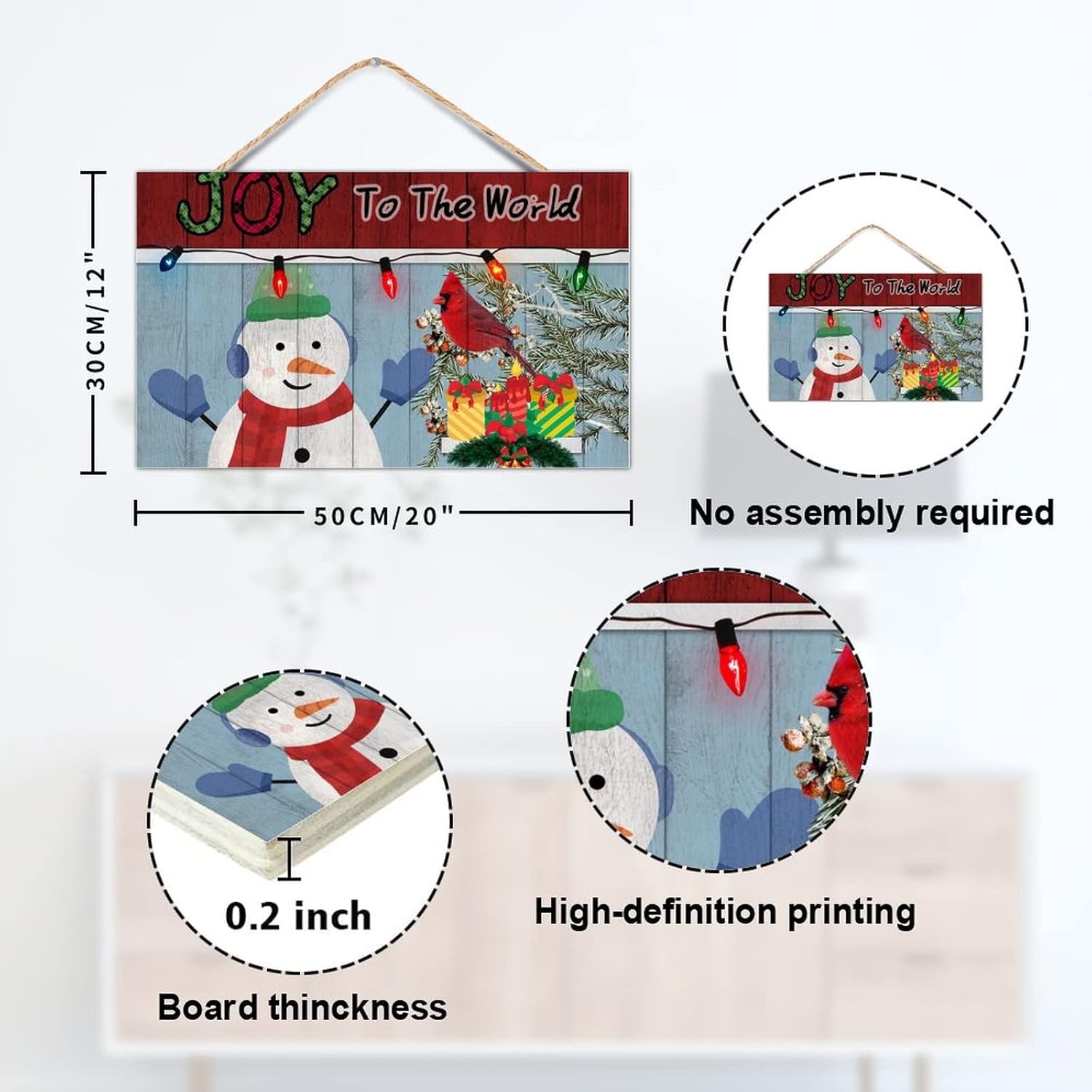 TEANFUN Joy to the World Wood Sign 12x20 Inch