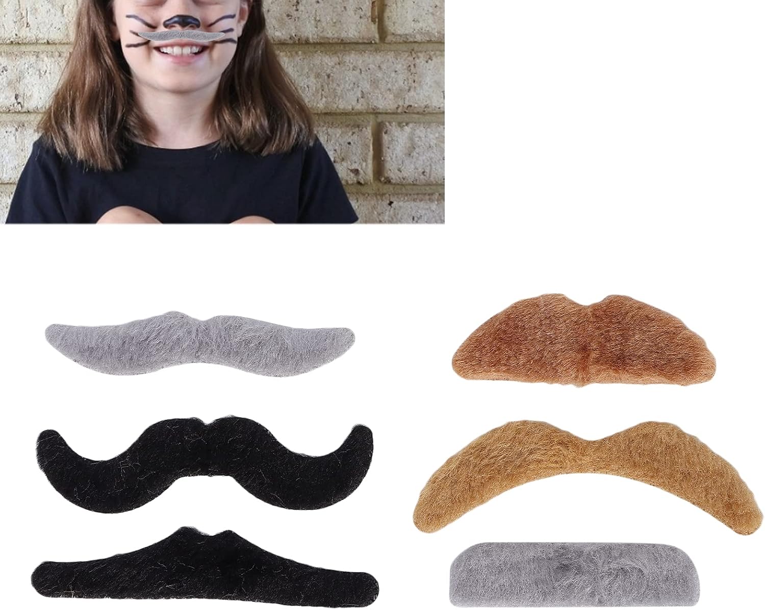 HUONIU Self Adhesive Mustaches 6 Pcs for Parties