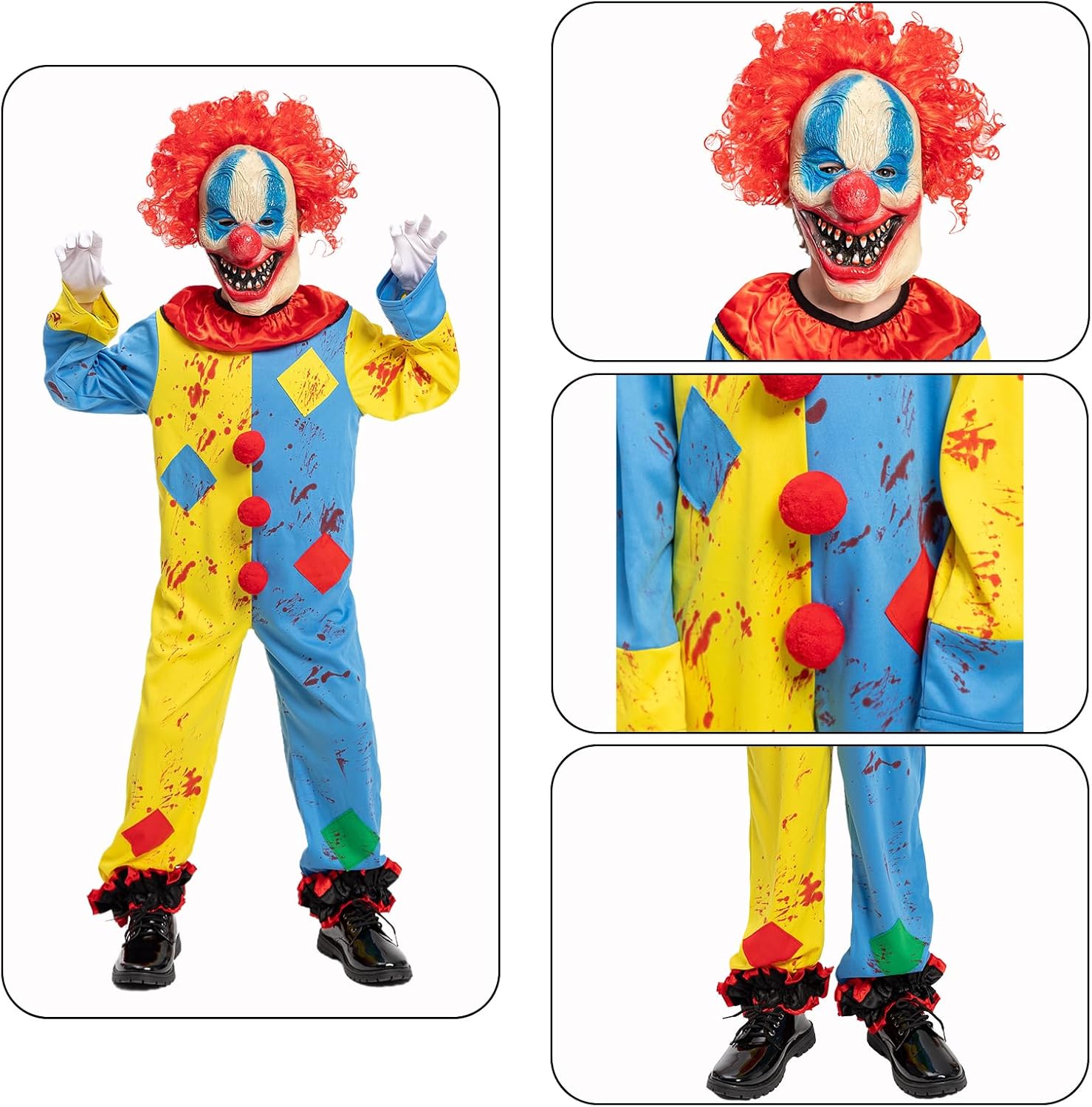 Scary Clown Costume for Kids Halloween Role Play