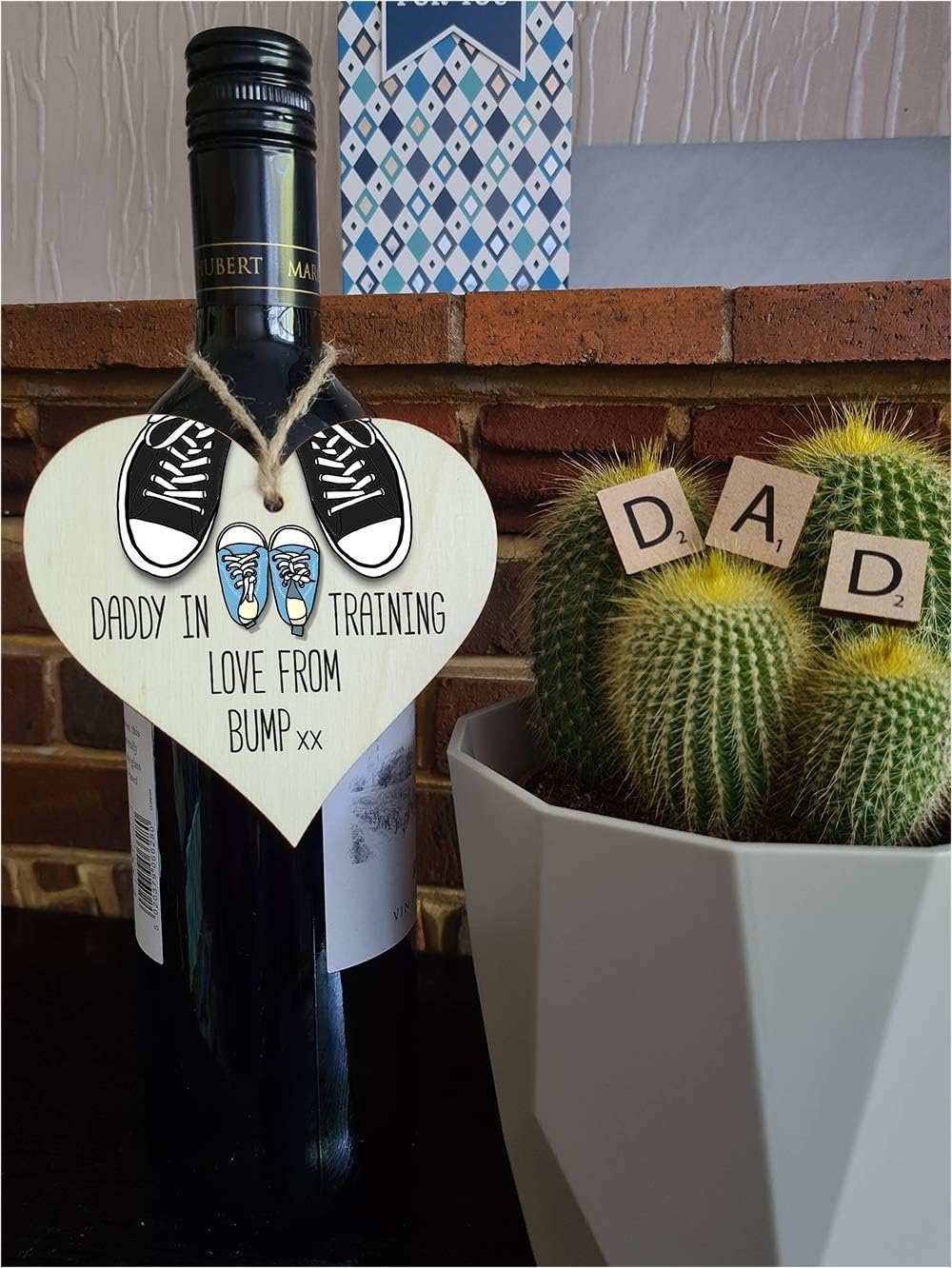 Handmade Wooden Heart Plaque for Dad to Be Gift