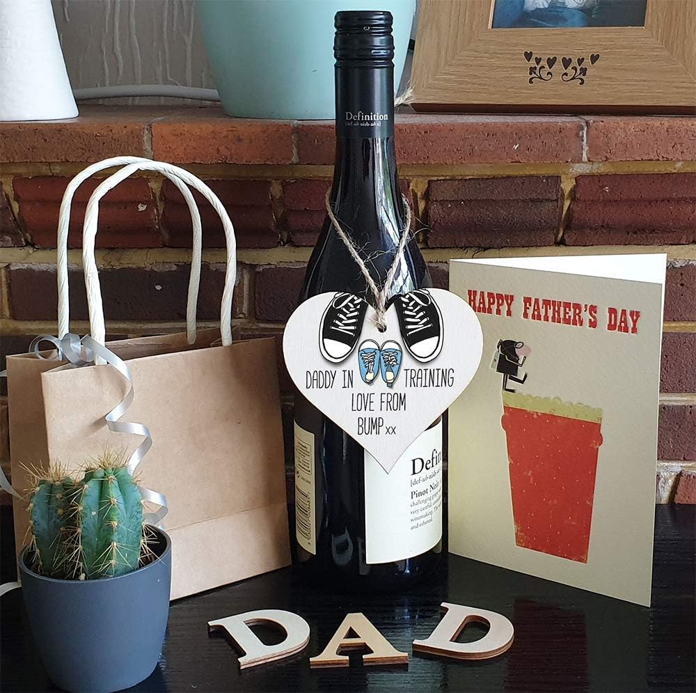 Handmade Wooden Heart Plaque for Dad to Be Gift