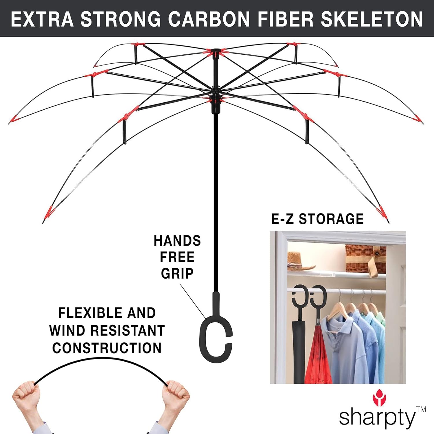 Sharpty Inverted Windproof Umbrella for Women