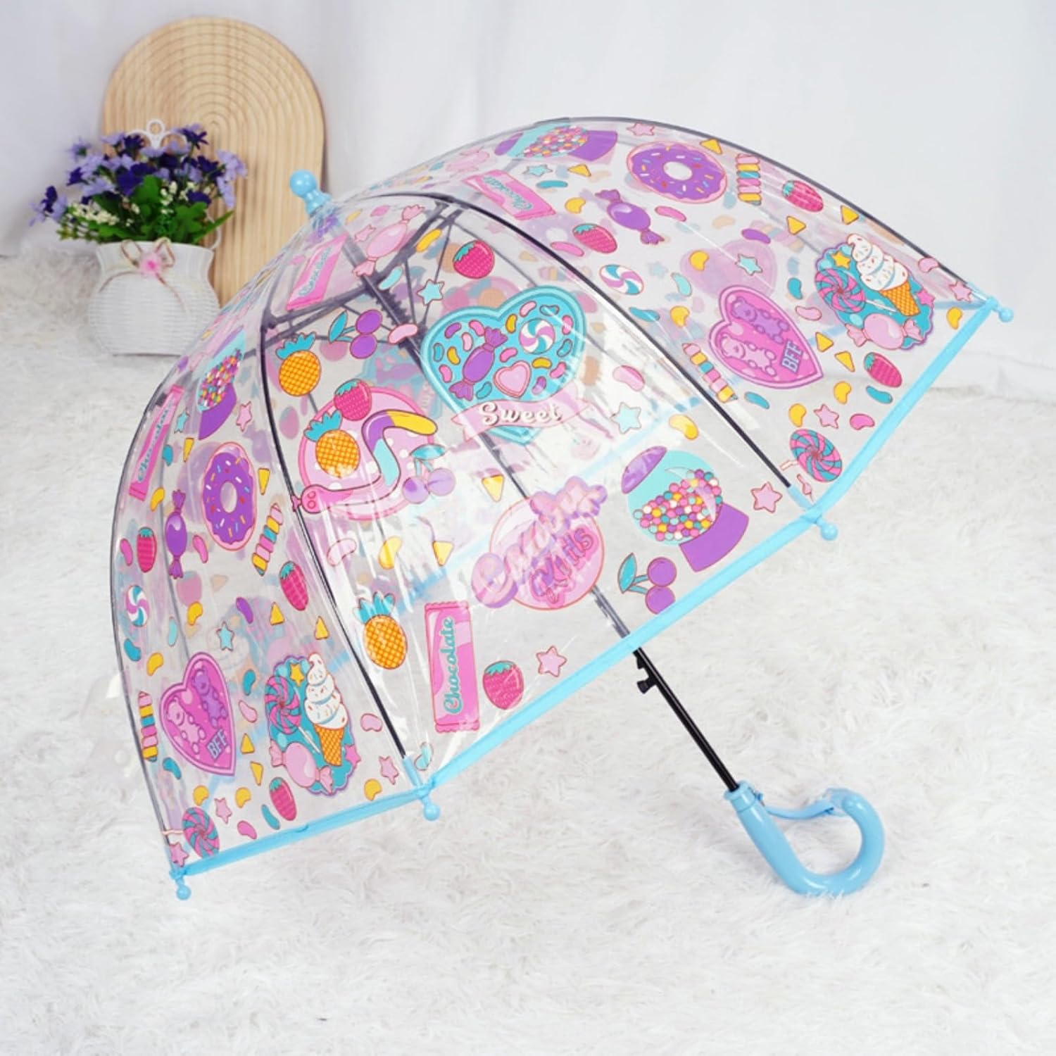 2 Pack Clear Bubble Umbrellas with Anti-Pinch Handle 1