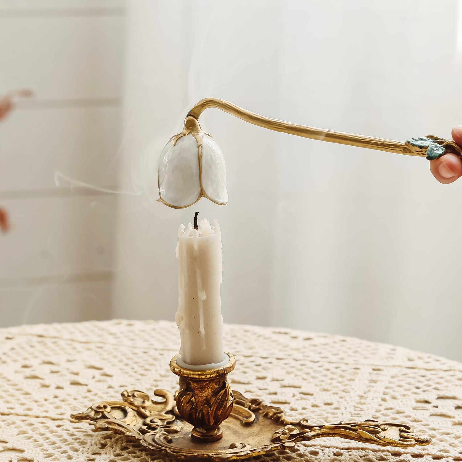 NIKKY HOME Candle Snuffer with Flower Design