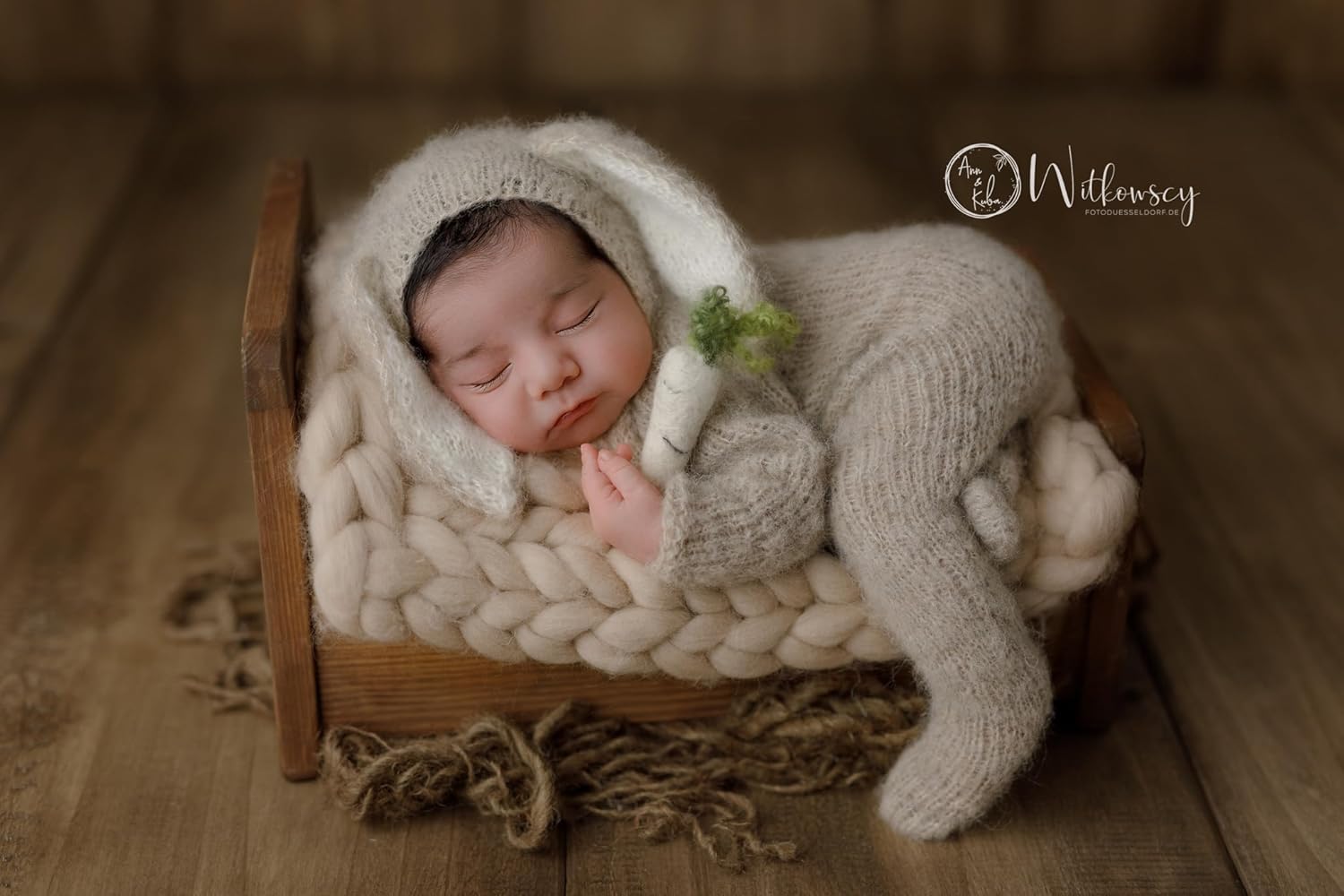 Handmade Newborn Bunny Costume with Hat and Romper