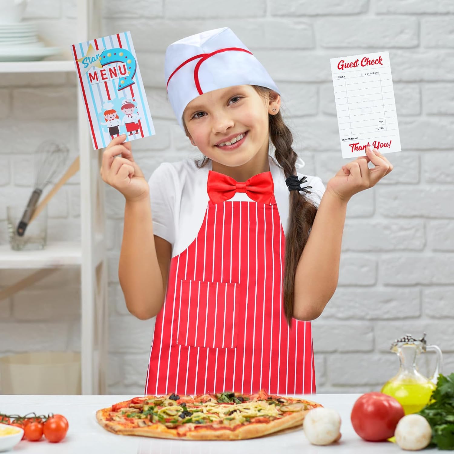 Keymall Kids Waiter Costume Set 6 Pcs for Halloween