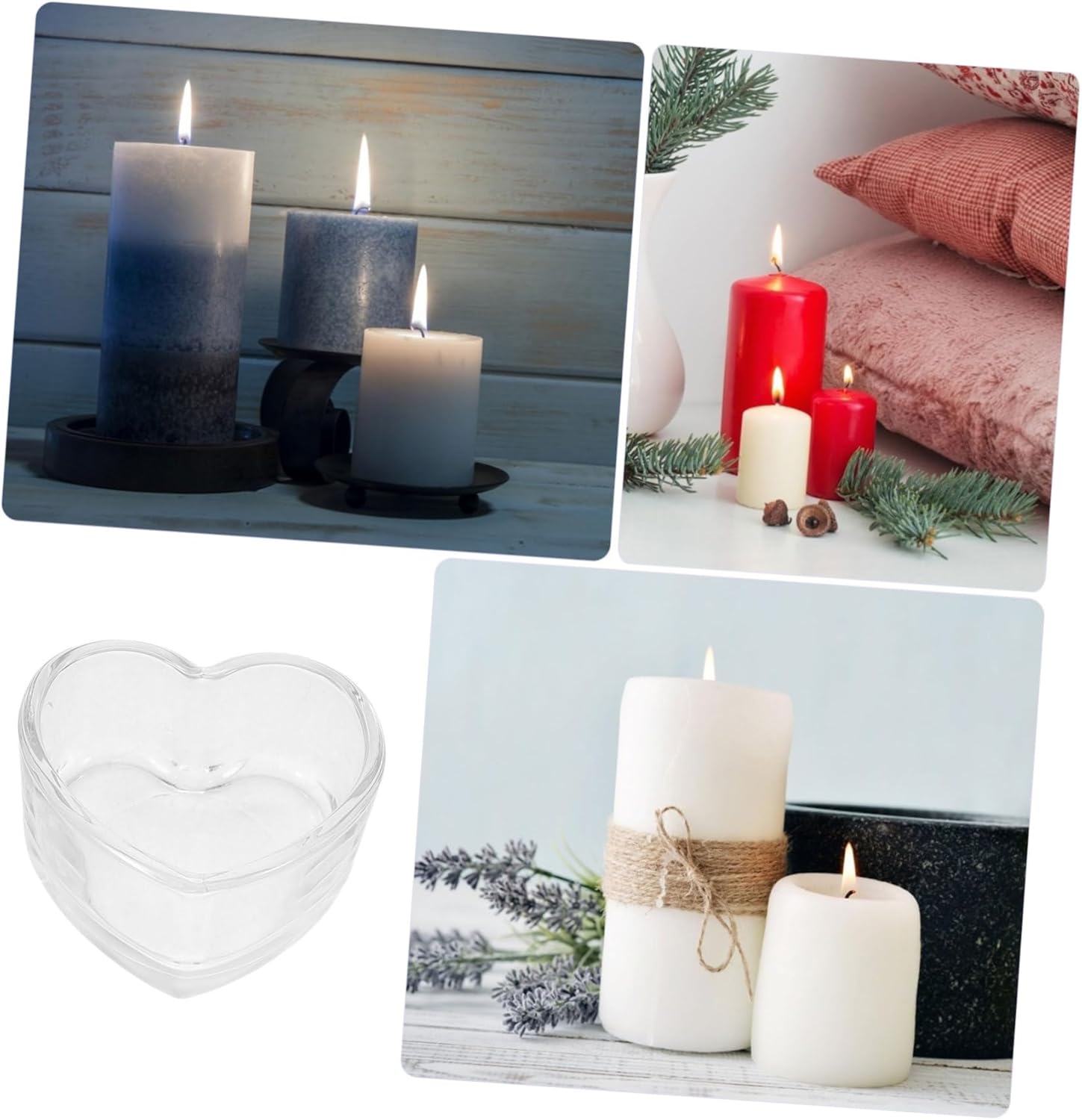 Glass Heart Shaped Tea Light Holder Elegant Decor