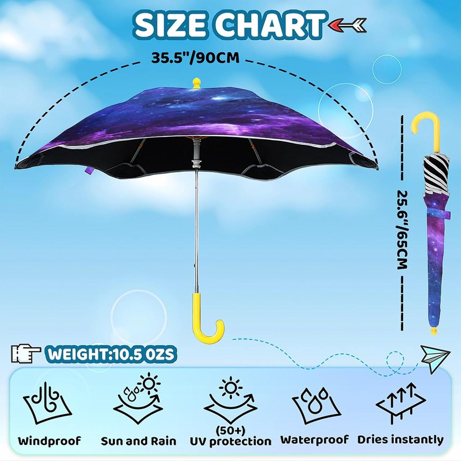 WELLINZER Pineapple Reflective Stick Umbrella for Kids
