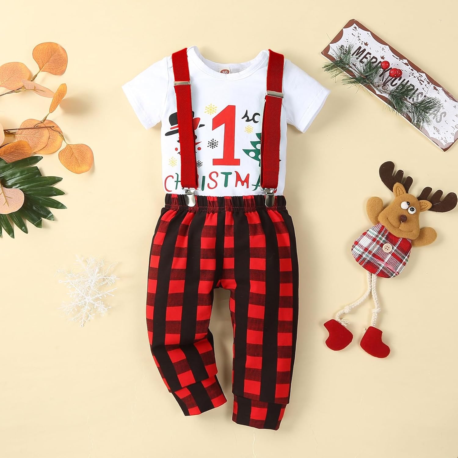 Baby Boy Dinosaur Bow Tie Romper Set Suspenders