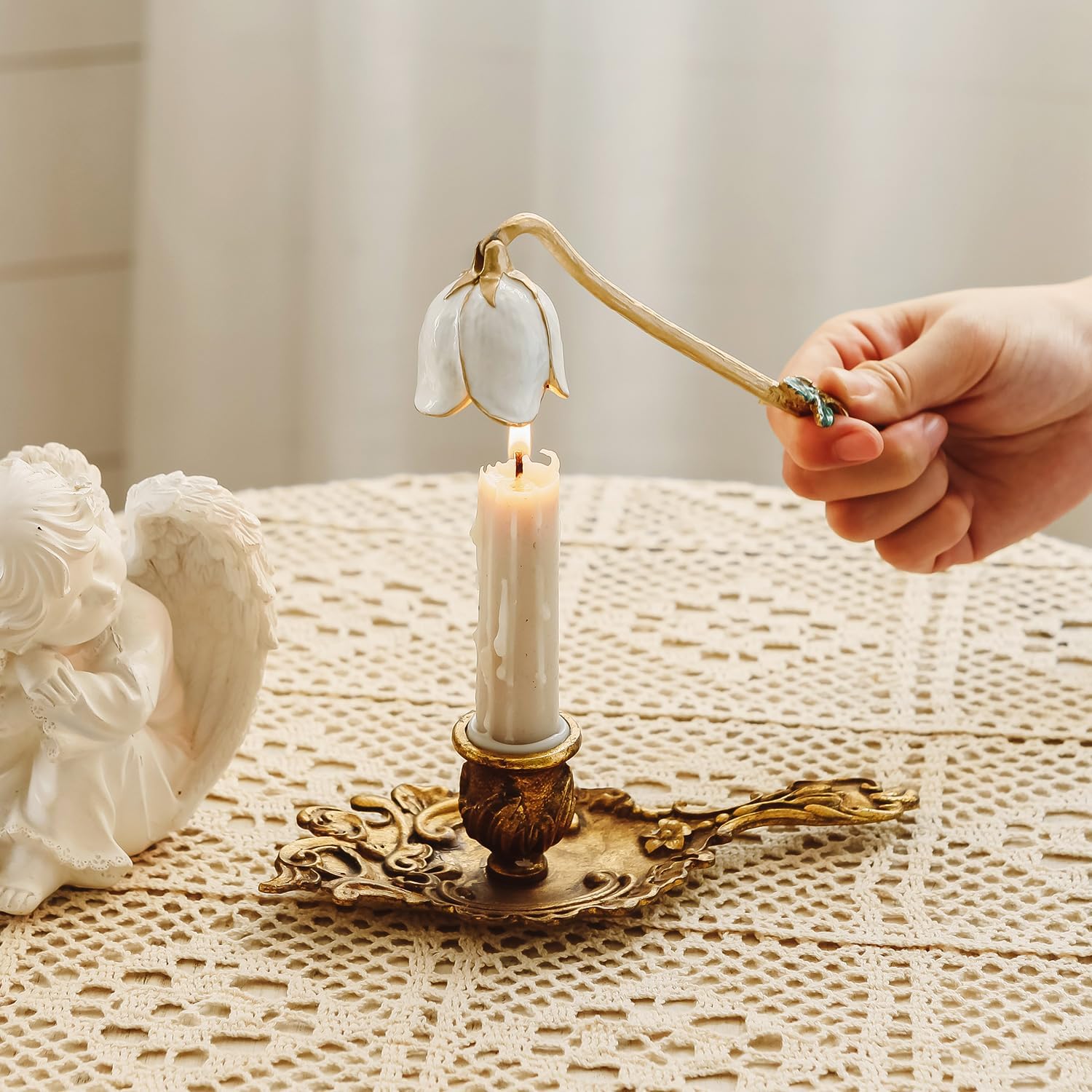 NIKKY HOME Candle Snuffer with Flower Design