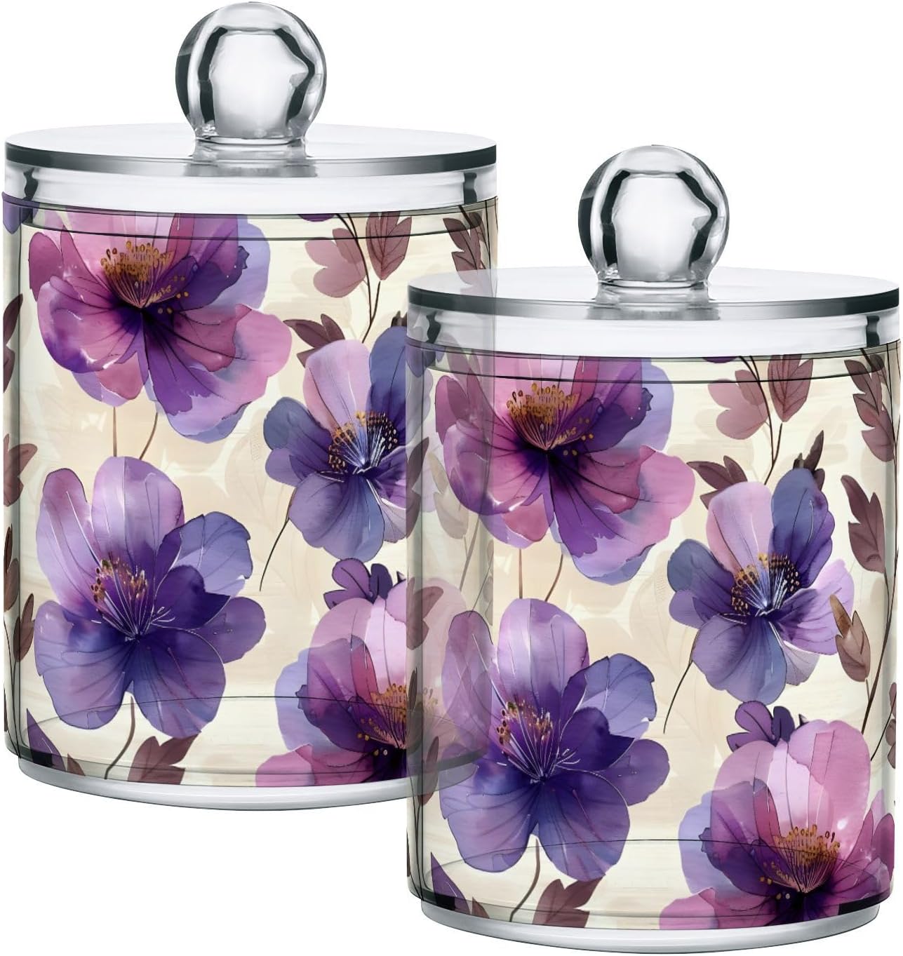 2-Pack QTip Holder Dispenser Clear Acrylic Jars
