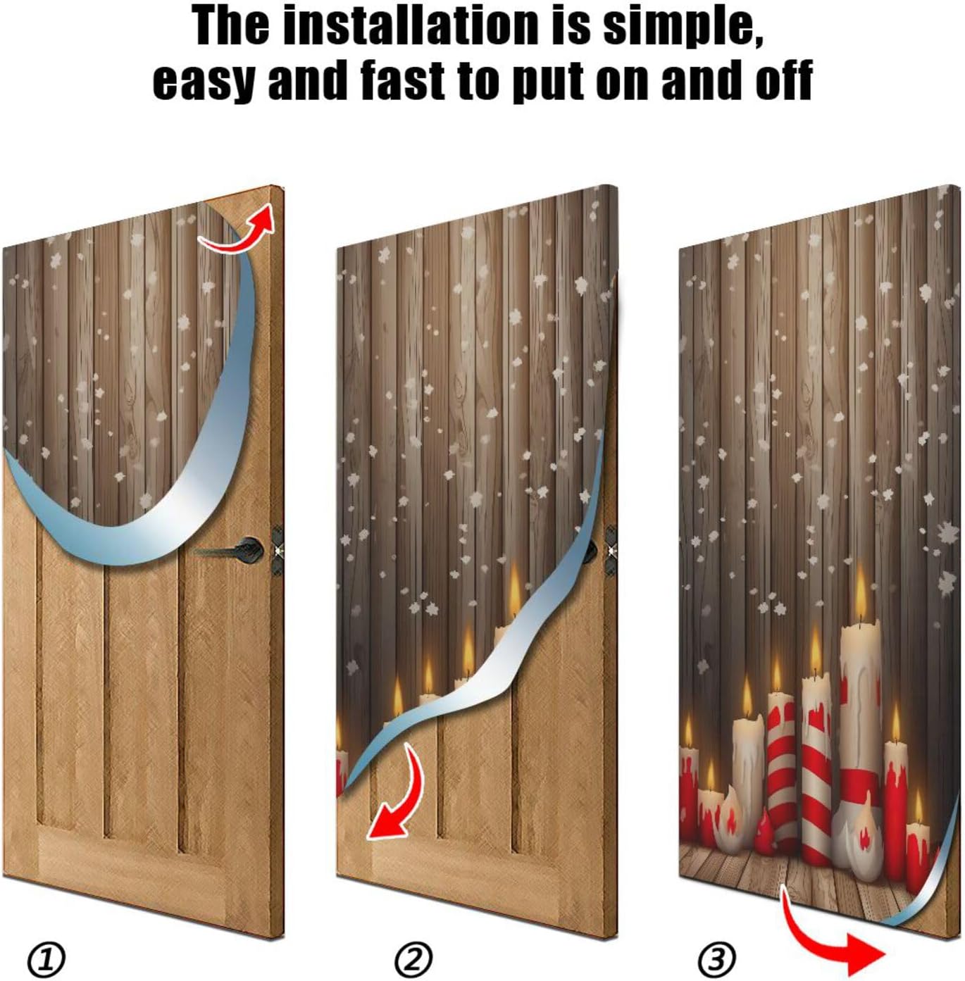 MCHIVER Santa Candles Merry Christmas Door Cover