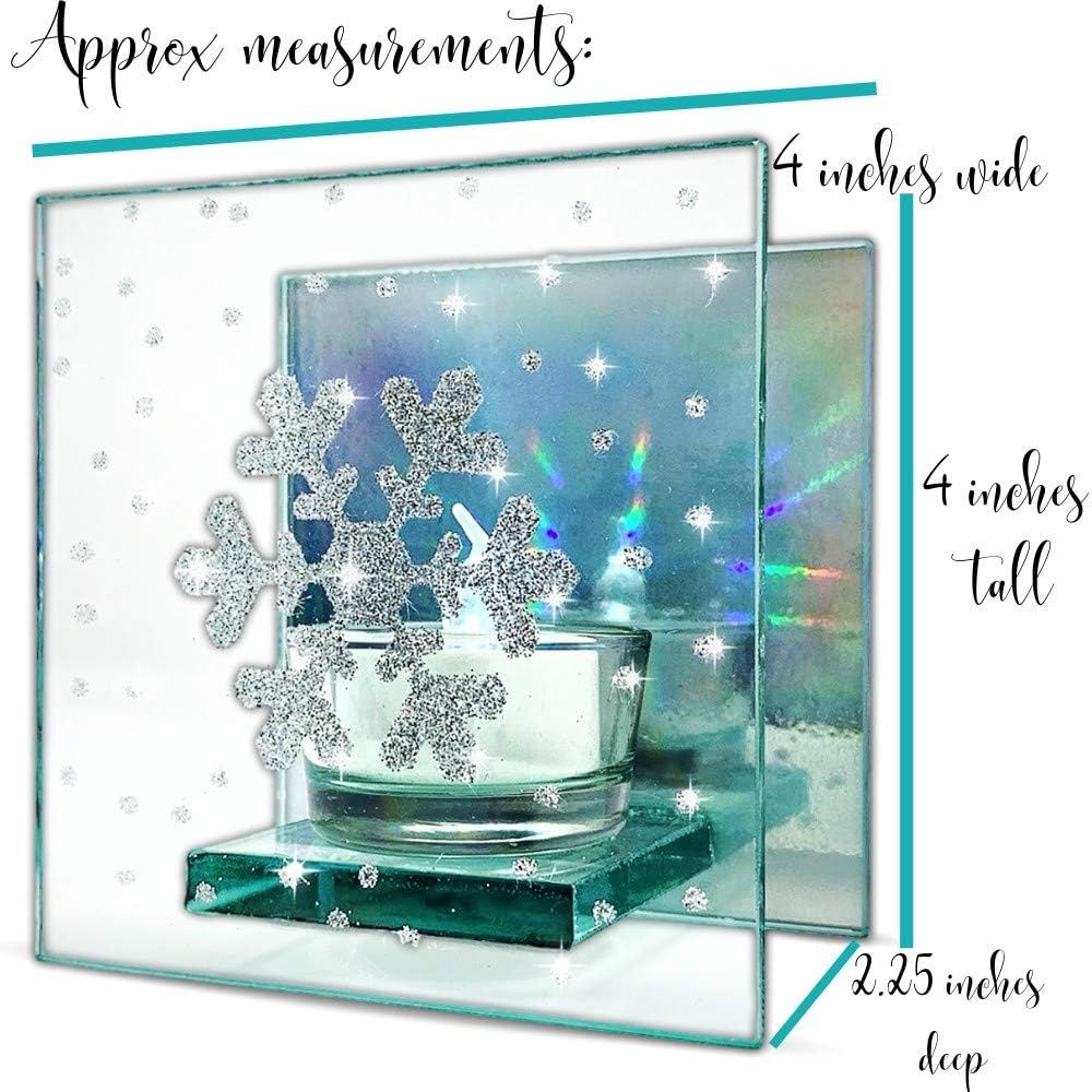 Snowflake Holiday Candle Holder with Aurora Holographic Effect