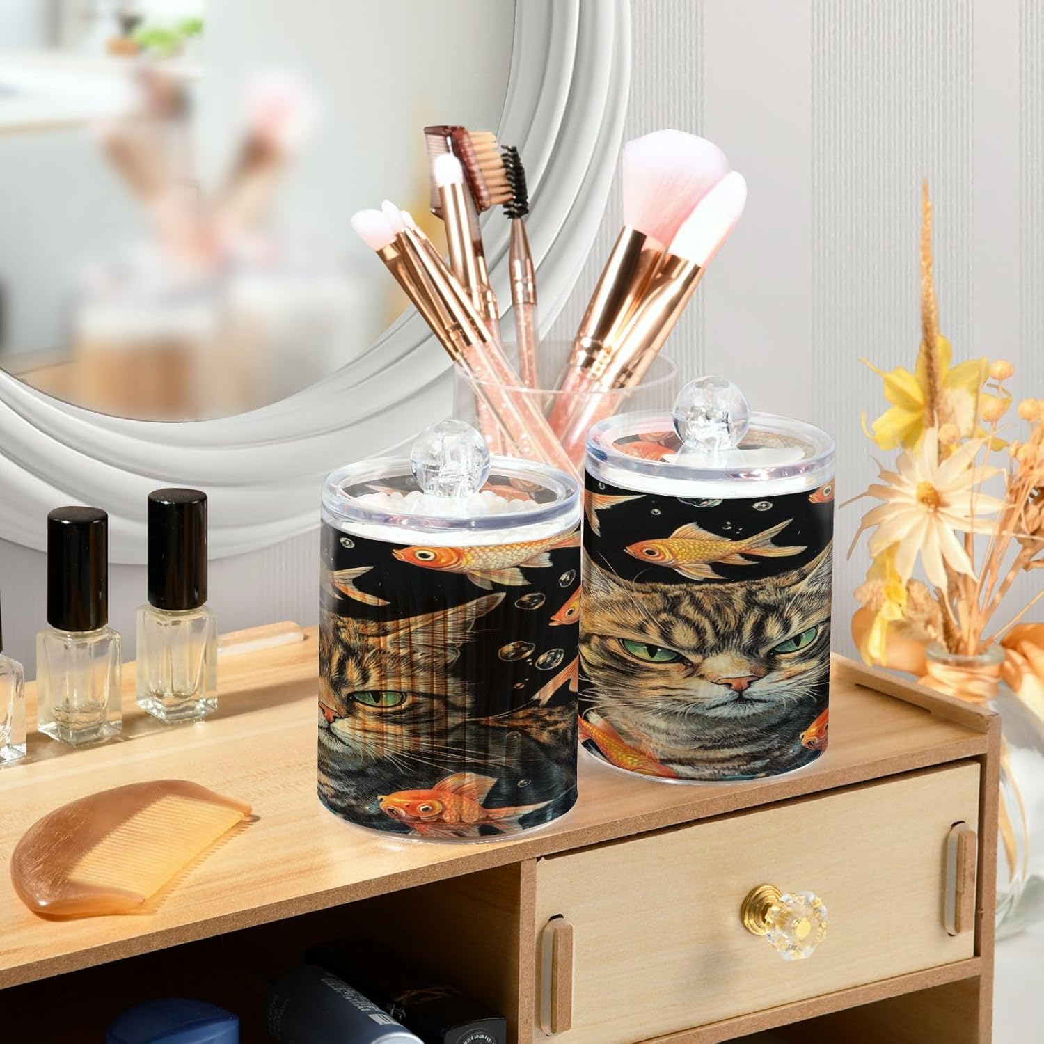 4Pack Clear Plastic Canisters with Lids - Leakproof Durable Bathroom Storage