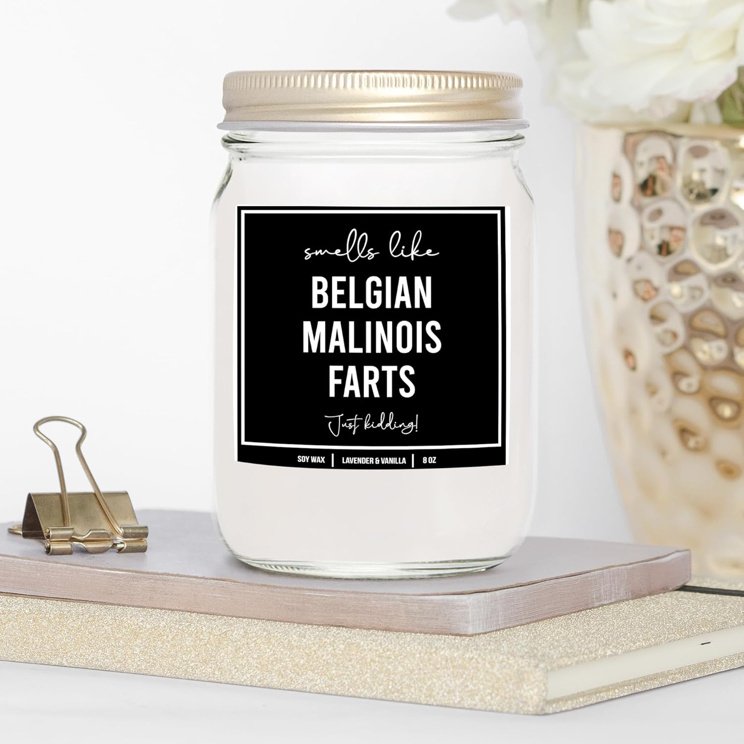 Belgian Malinois Dog Fart Candle - Lavender Vanilla