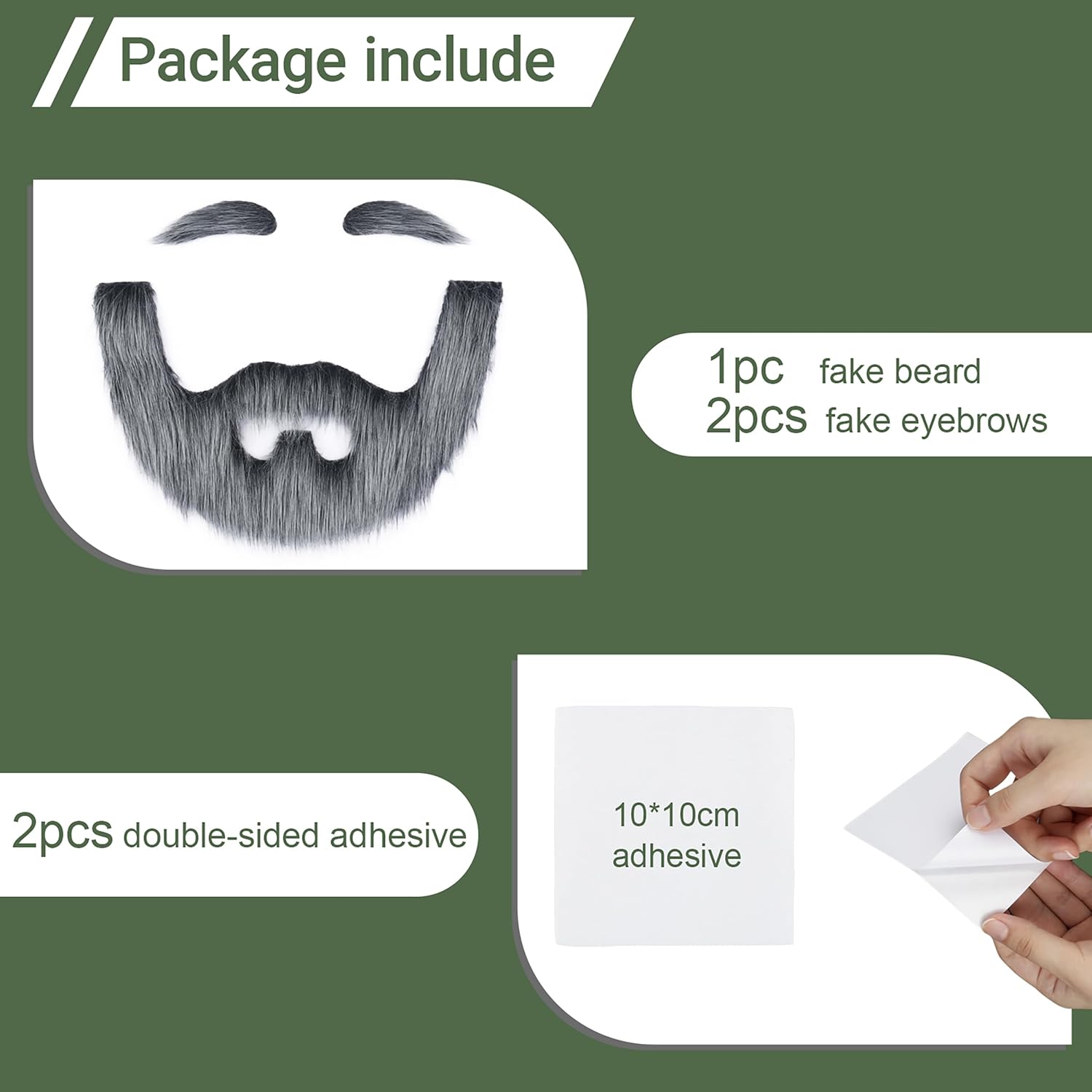 Cosela Realistic Self Adhesive Full Beard and Eyebrows