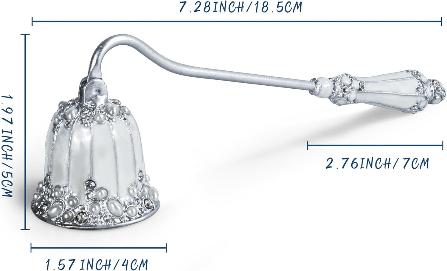 Elegant Silver Candle Snuffer with Pearl Inlay 1