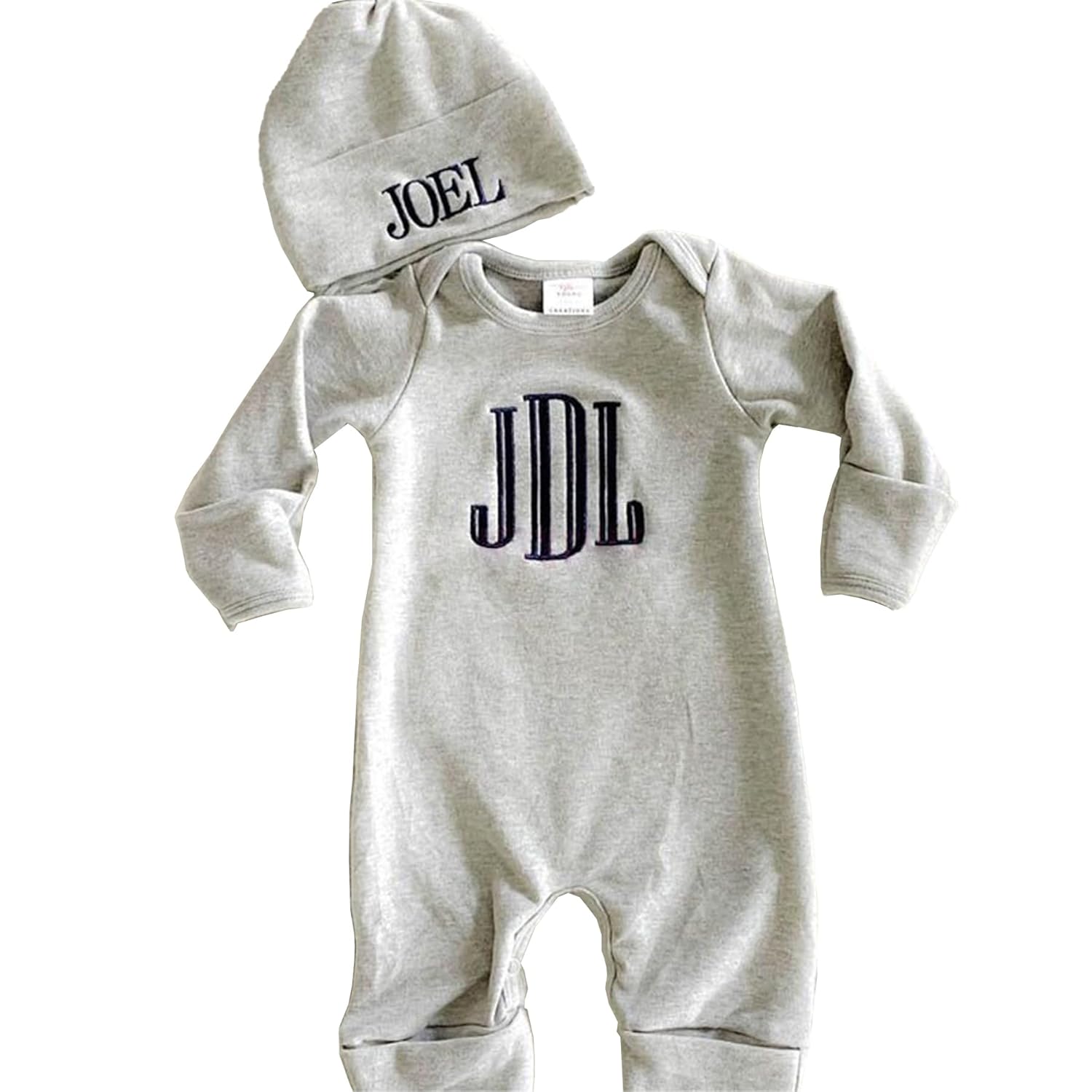 Personalized Baby Romper and Hat with Monogram