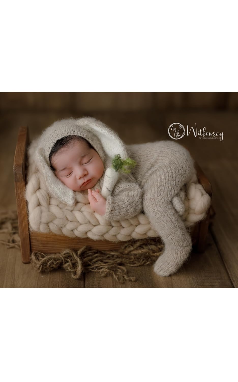 Handmade Newborn Bunny Costume with Hat and Romper
