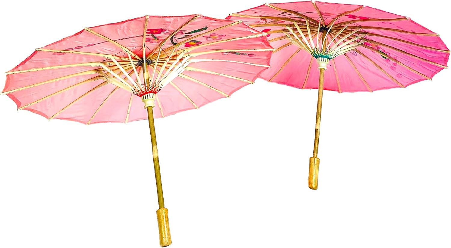 TJ Global 33 Bamboo Parasol Umbrellas - 2 Pink