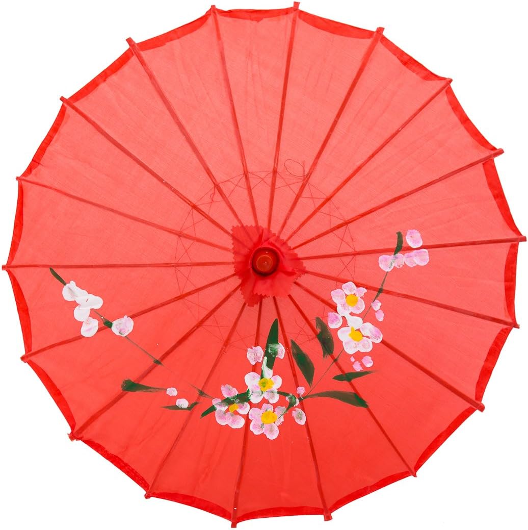 THY COLLECTIBLES 33 Inch Red Bamboo Parasol