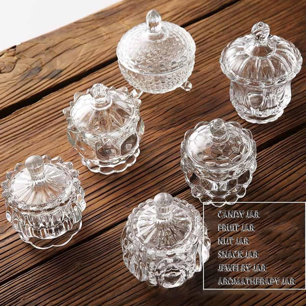 Crystal Candy Jar with Lid - Clear Glass Decorative Container