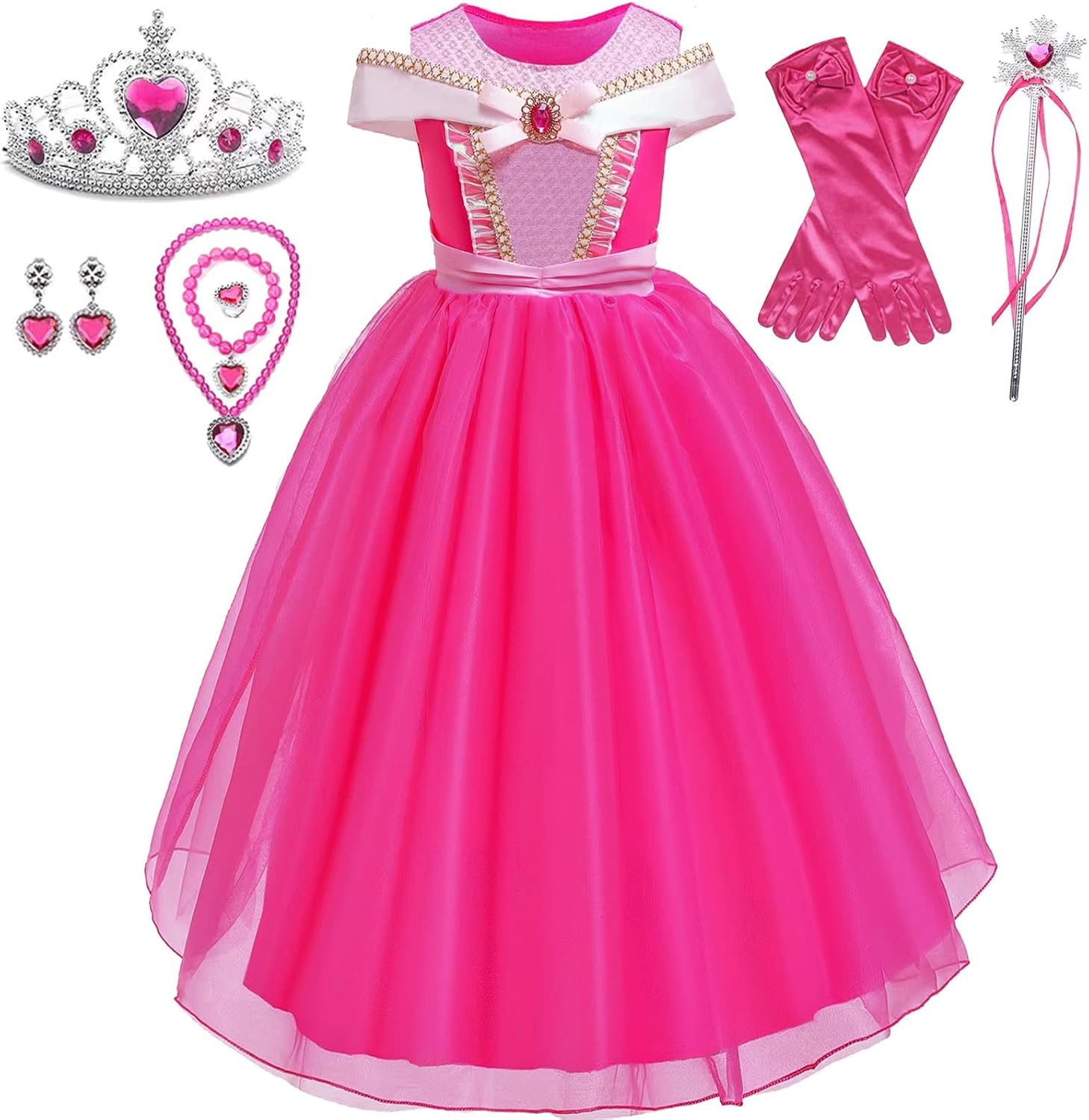 Mooedcoe Pink Princess Dress for Girls 2-8 Years