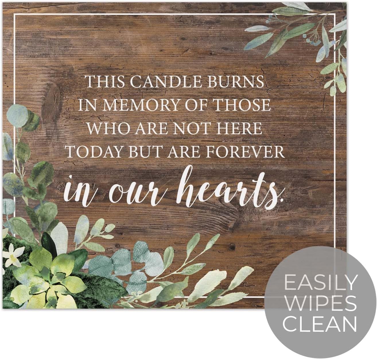 Lush Greenery Memorial Wedding Sign - 8 x 9 Rustic