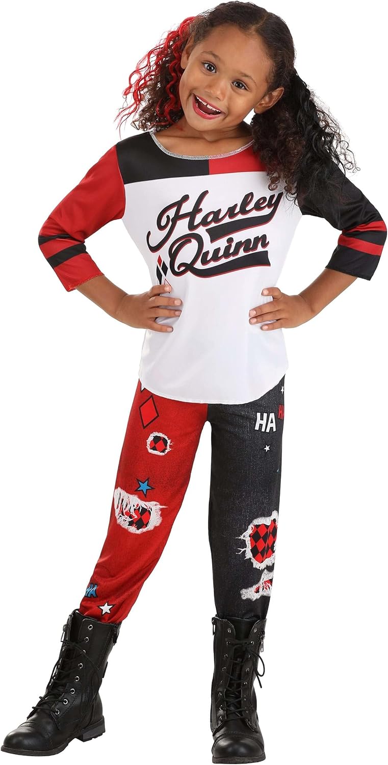 Fun Costumes Girls Harley Quinn Costume Jester Jumpsuit