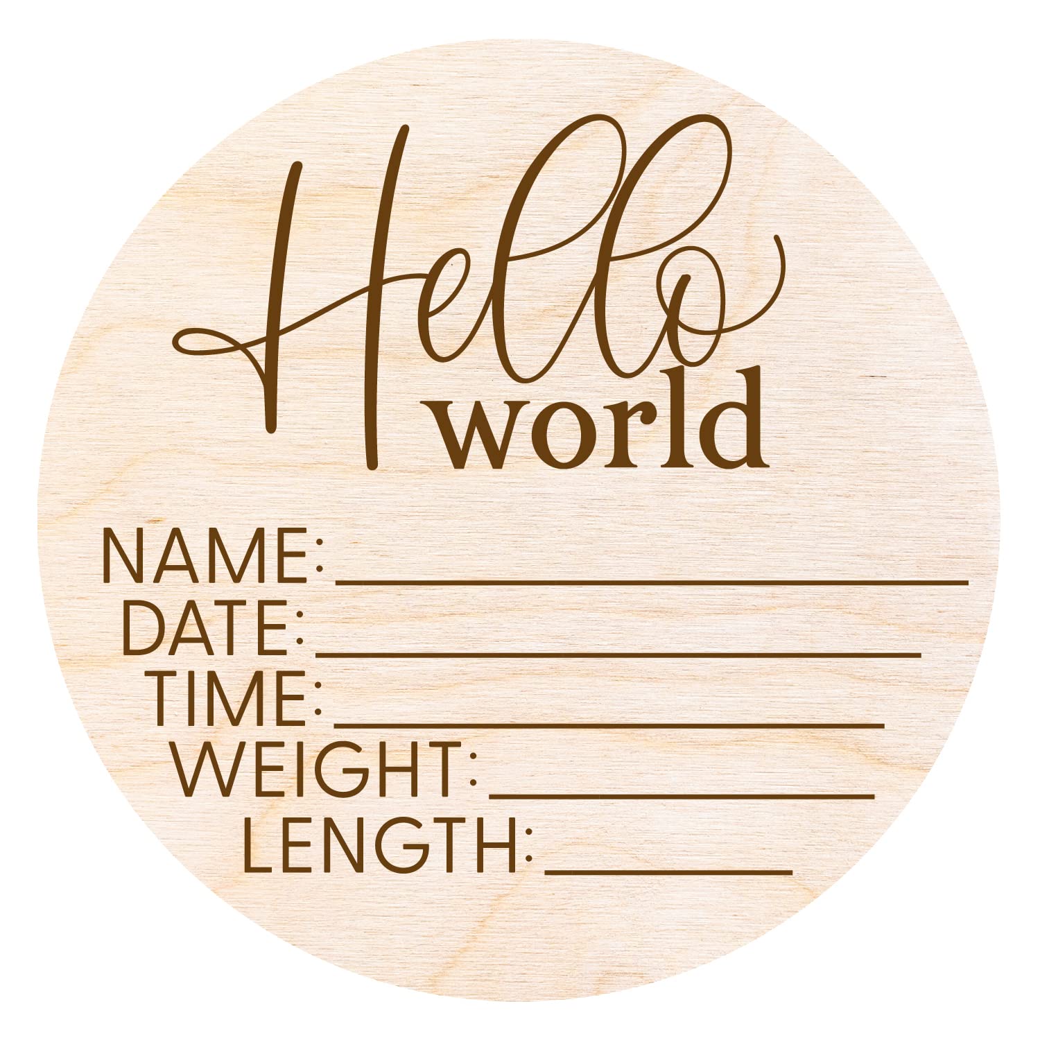 Hello World Newborn Sign - Custom Birth Announcement Plaque 1