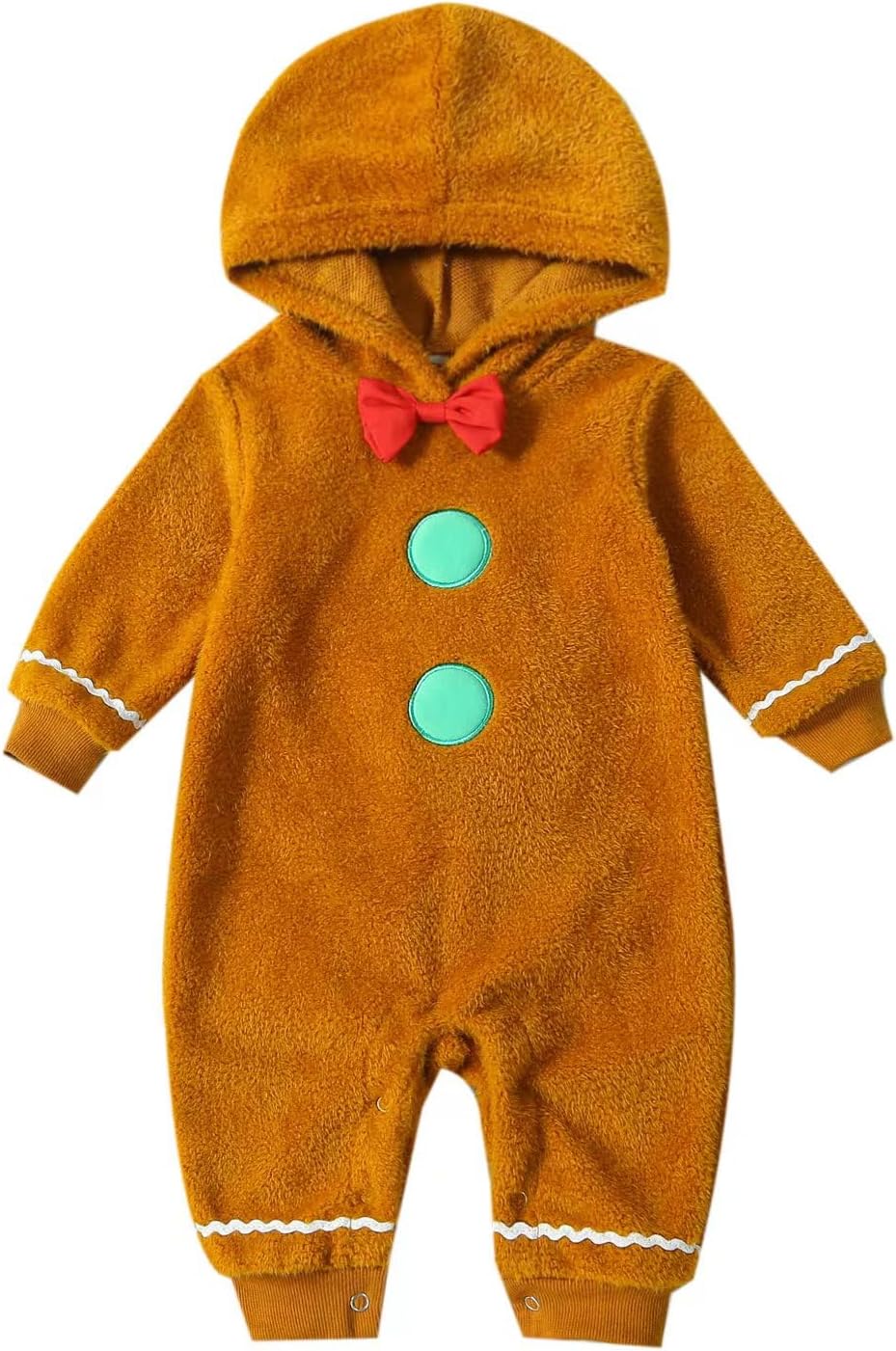 RWYBEIW Christmas Gingerbread Man Baby Costume Hooded Romper