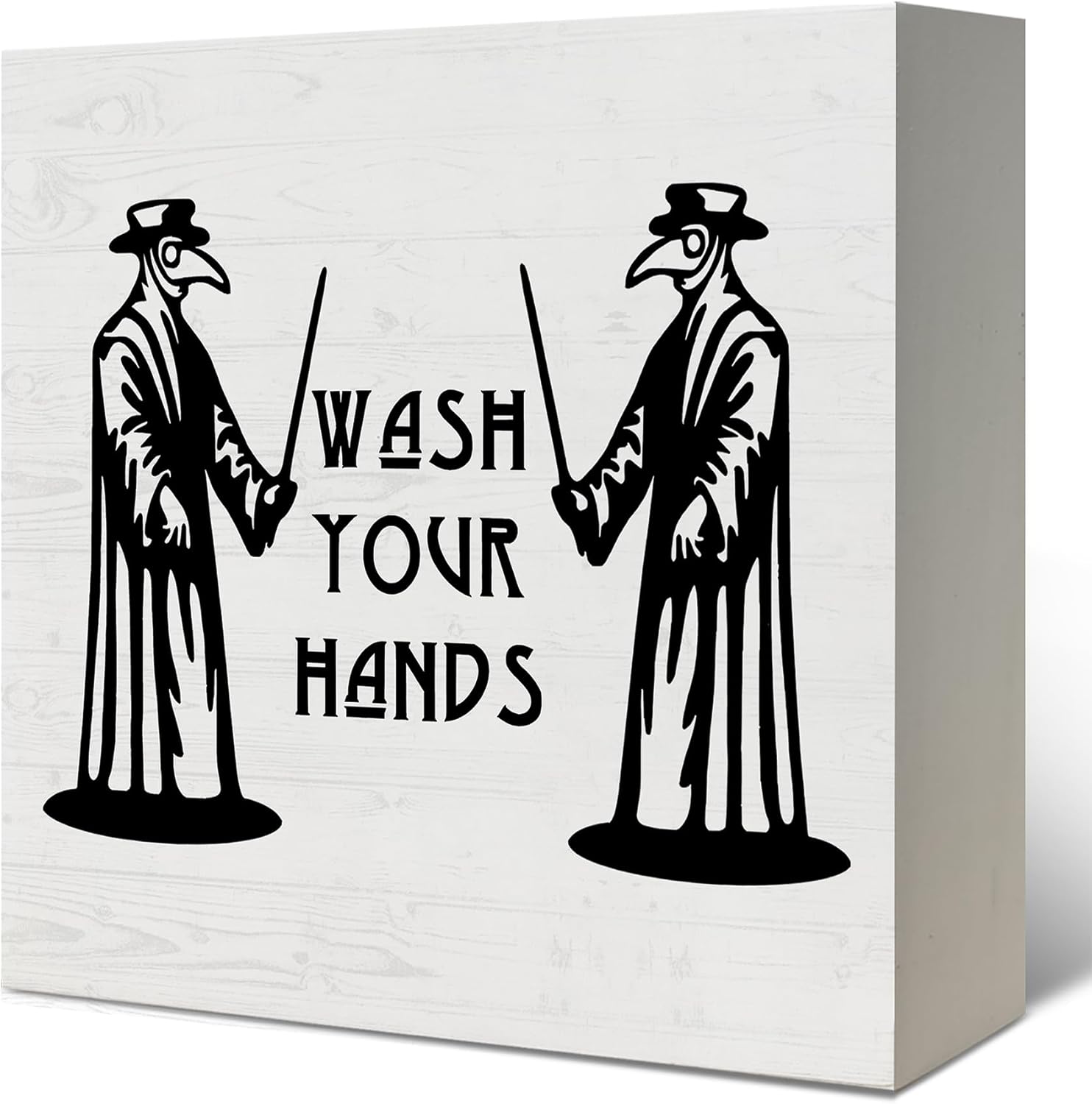 Wash Your Hands Sign Gothic Bathroom Decor Wooden Box Sign