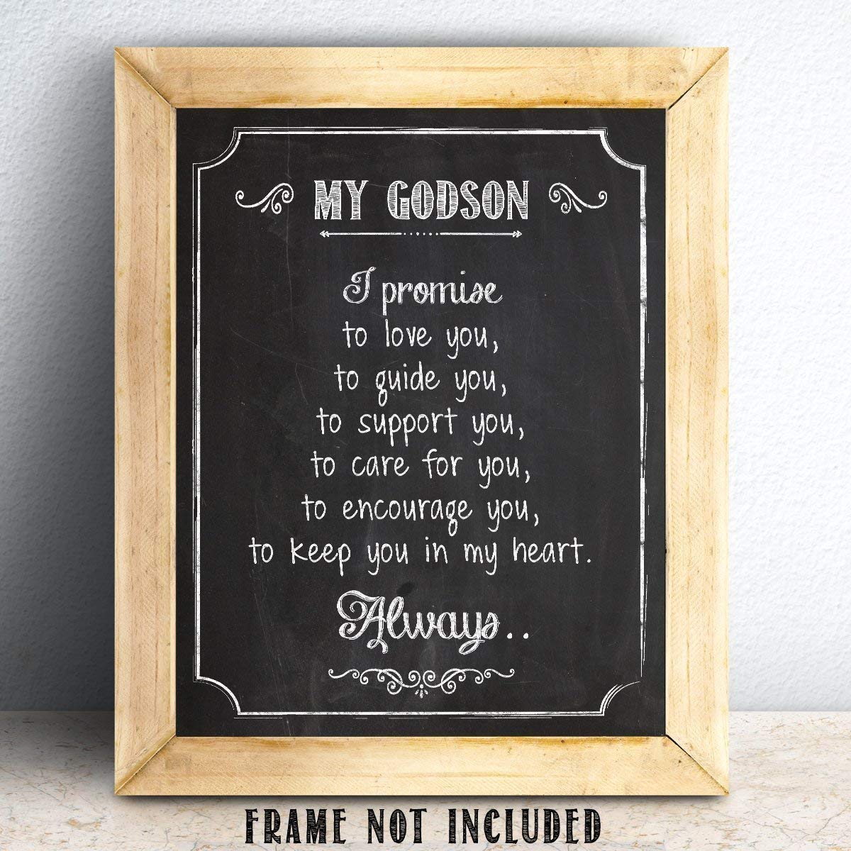 My Godson - Baptism Christening Art Print Chalkboard Style 11x14 Unframed Baby Boy Gift