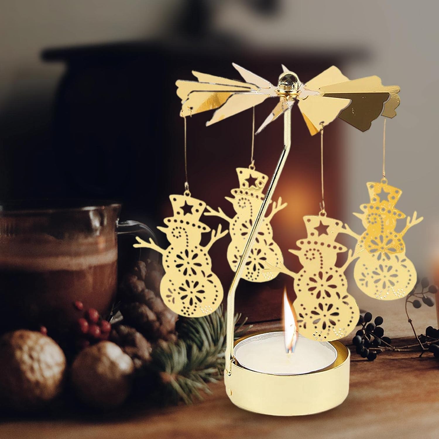 3 Pack Spinning Snowman Tea Light Holders