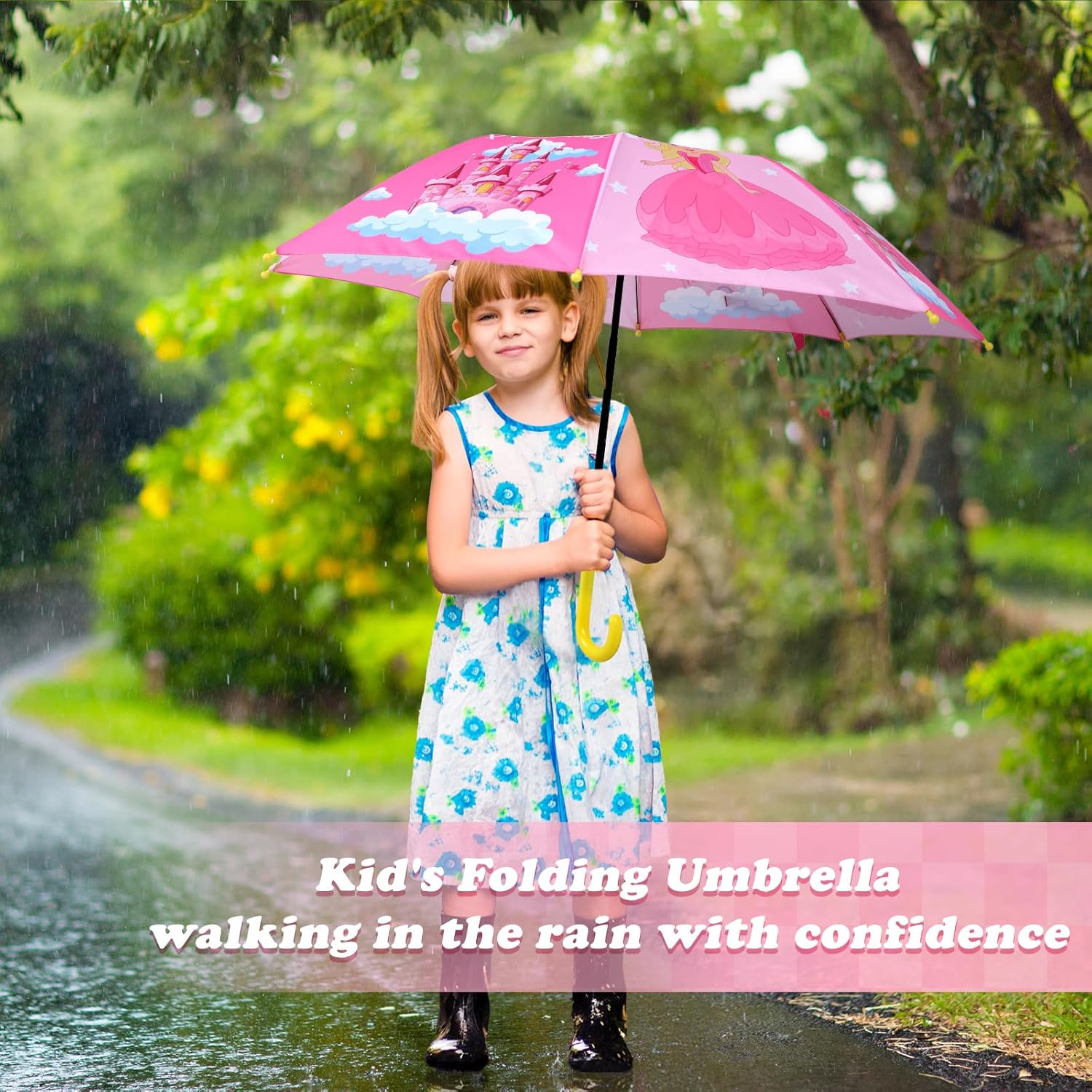 Kids Umbrella with Easy-Grip Hook Handle for Toddlers