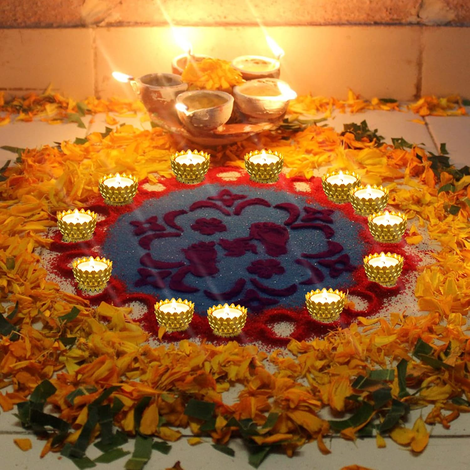 Sziqiqi 6 Pcs Lotus Ghee Lamp Holder for Altar