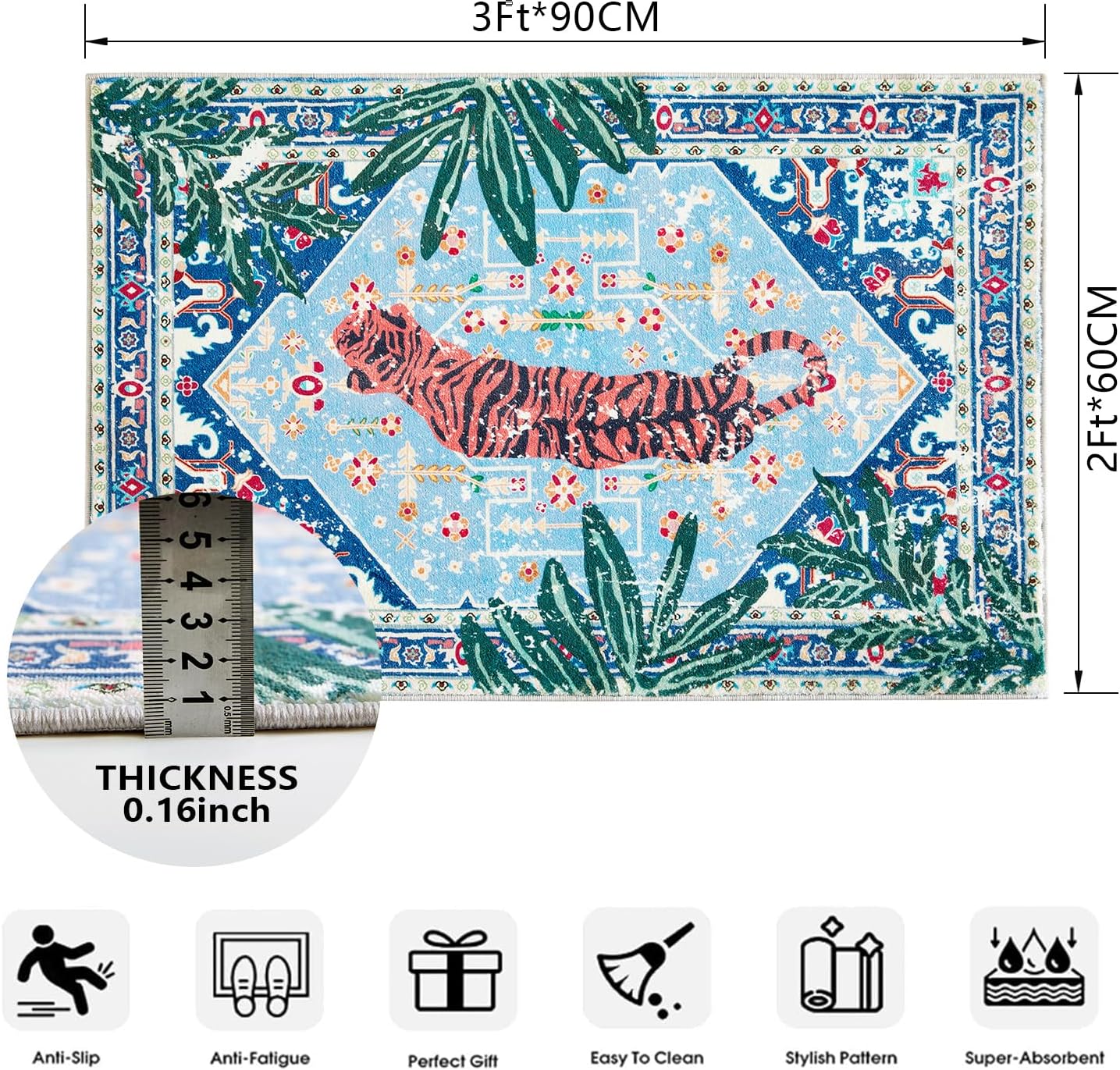 Aldopein Tropical Jungle Throw Rug 2x3
