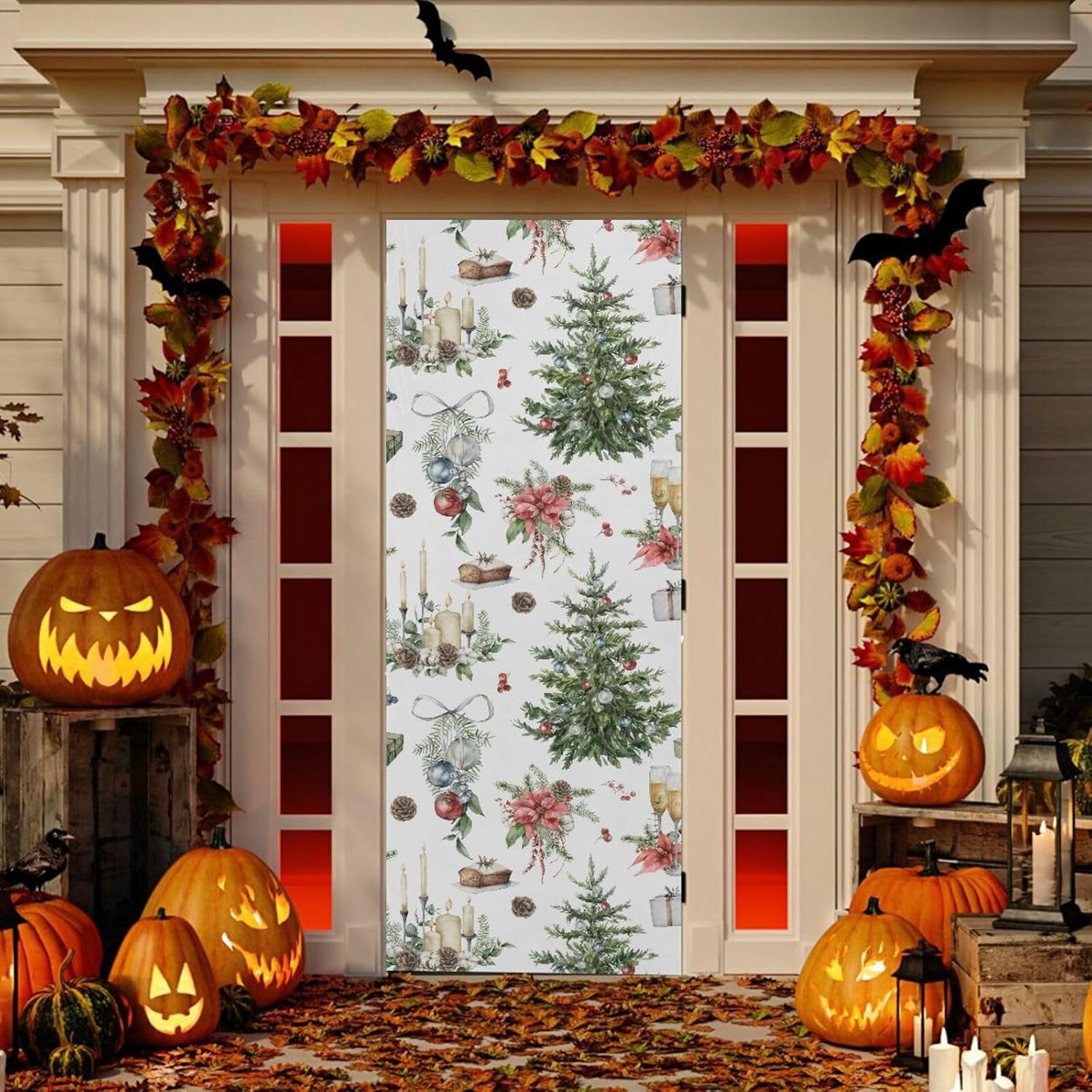 MCHIVER Christmas Tree Wine Candles Door Cover