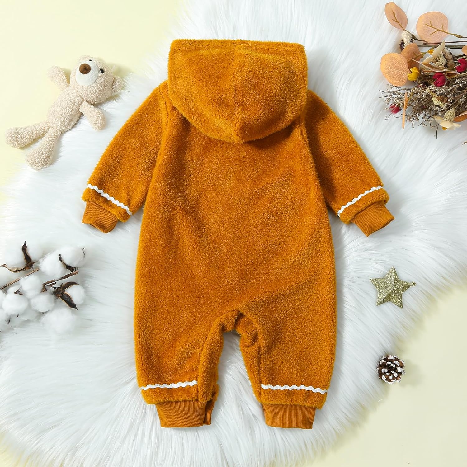 RWYBEIW Christmas Gingerbread Man Baby Costume Hooded Romper
