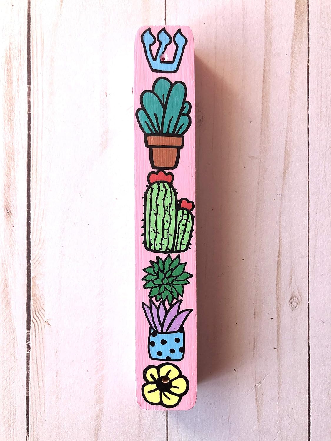 Lea Joelle Handmade Flower Mezuzah with Succulent Pot