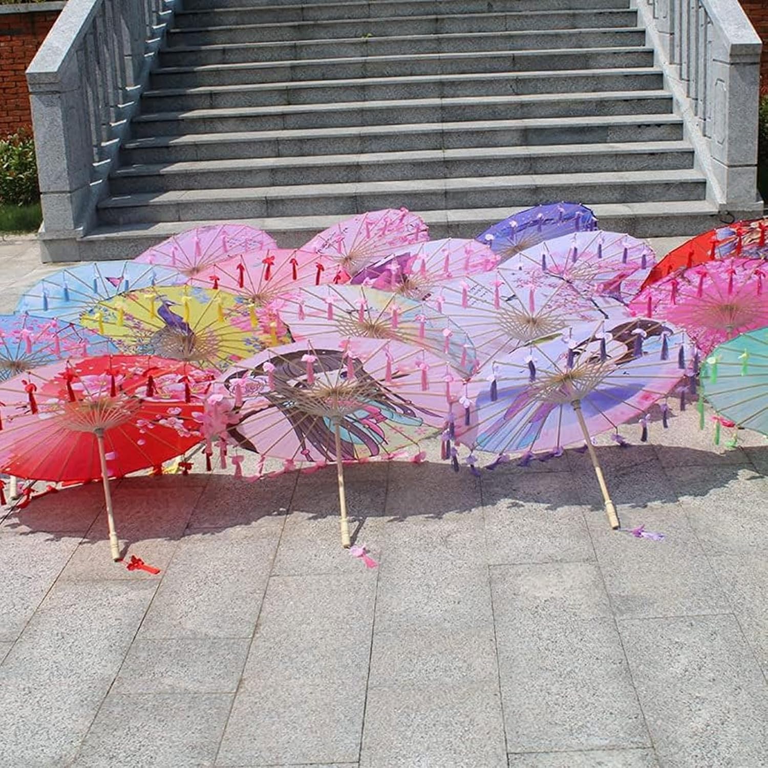Handmade Silk Parasol Umbrella with Bamboo Frame