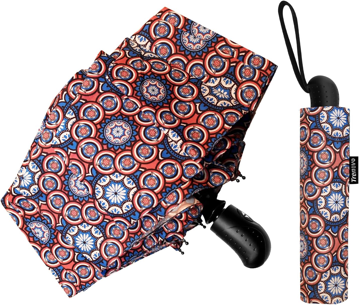 Trenovo Travel Umbrella - Compact Automatic Windproof Lightweight Colorful