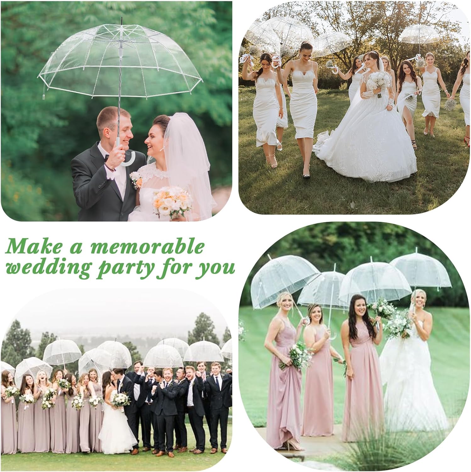 36 Pcs Clear Bubble Wedding Umbrellas with J Hook Handle