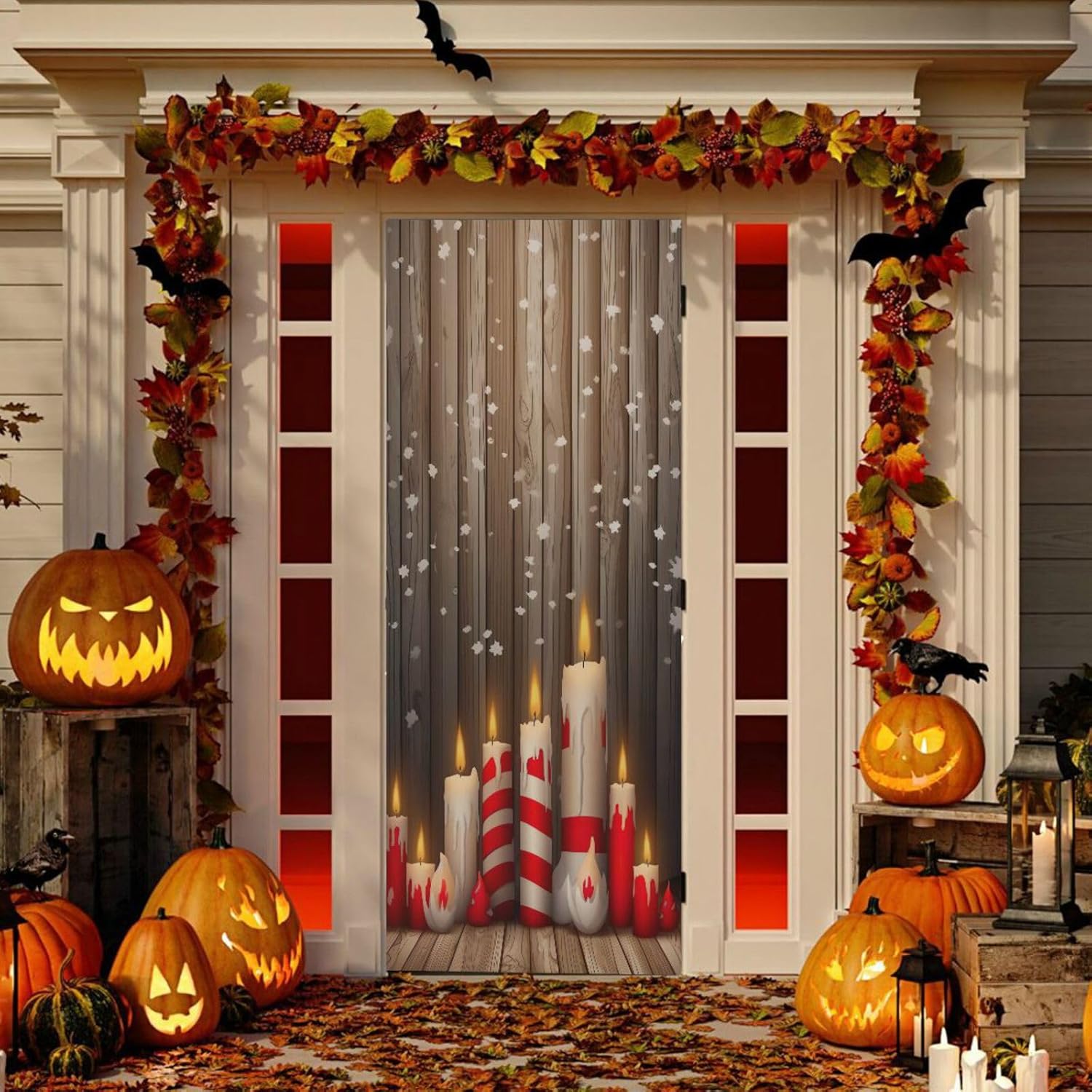 MCHIVER Santa Candles Merry Christmas Door Cover