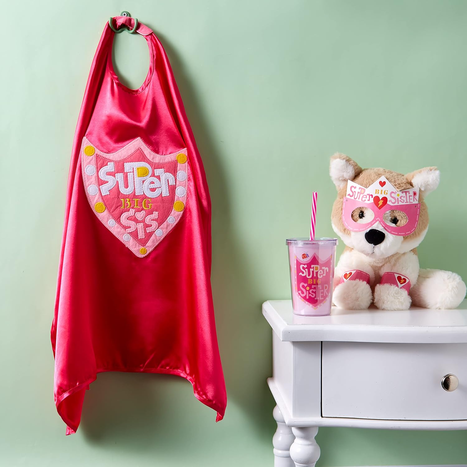 CR Gibson Pink Big Sister Superhero Cape Costume 3pc 22 L