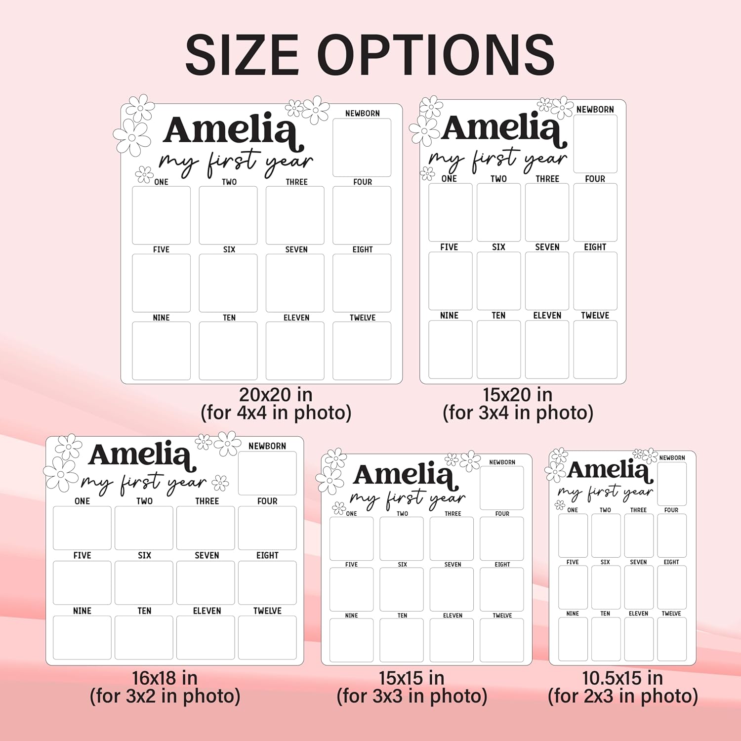 Baby First Year Photo Keepsake Sign with Easel Stand