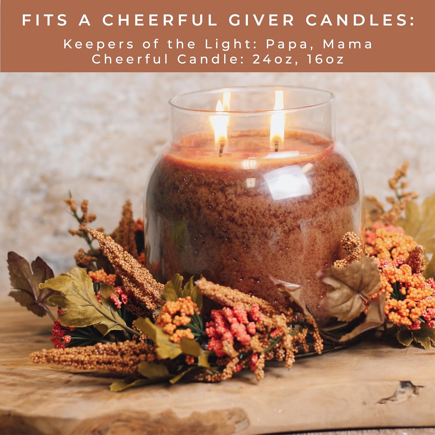 A Cheerful Giver Candlestick Holder Brown Amaranthus Foliage Design