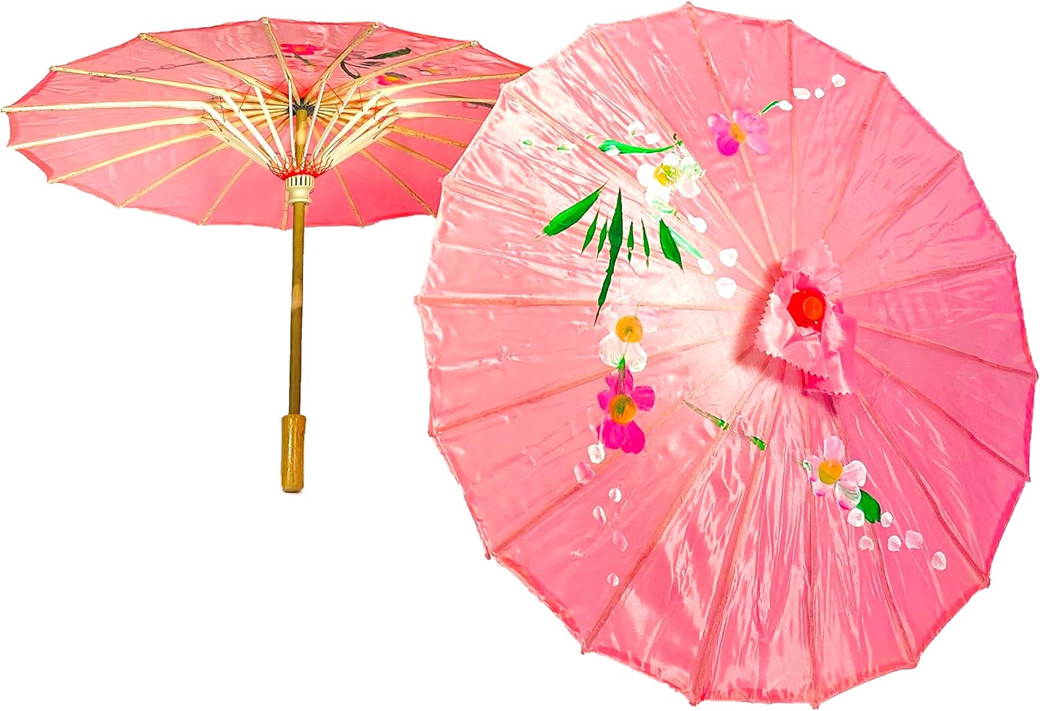 TJ Global 33 Bamboo Parasol Umbrellas - 2 Pink