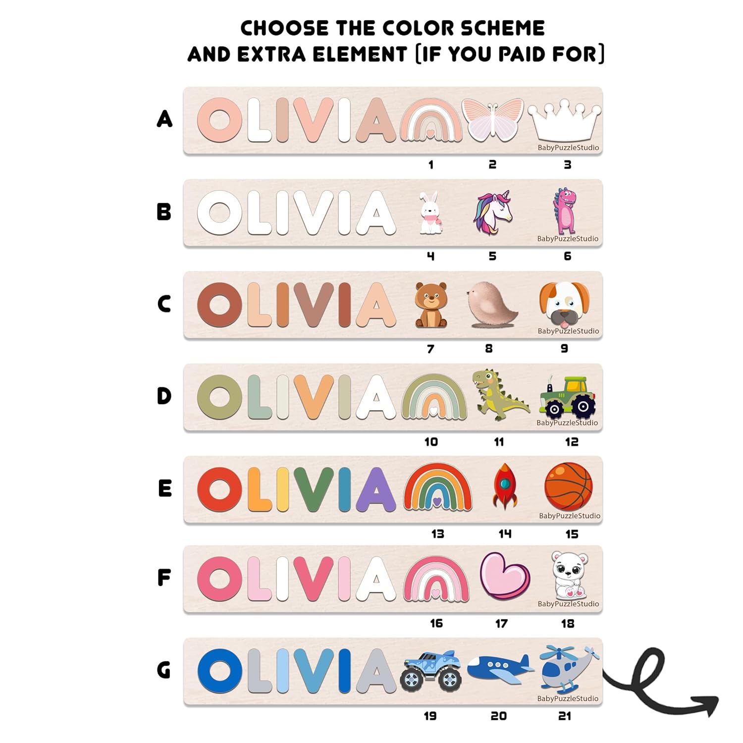 Pabawa Personalized Name Wood Puzzle Baby Gift 1