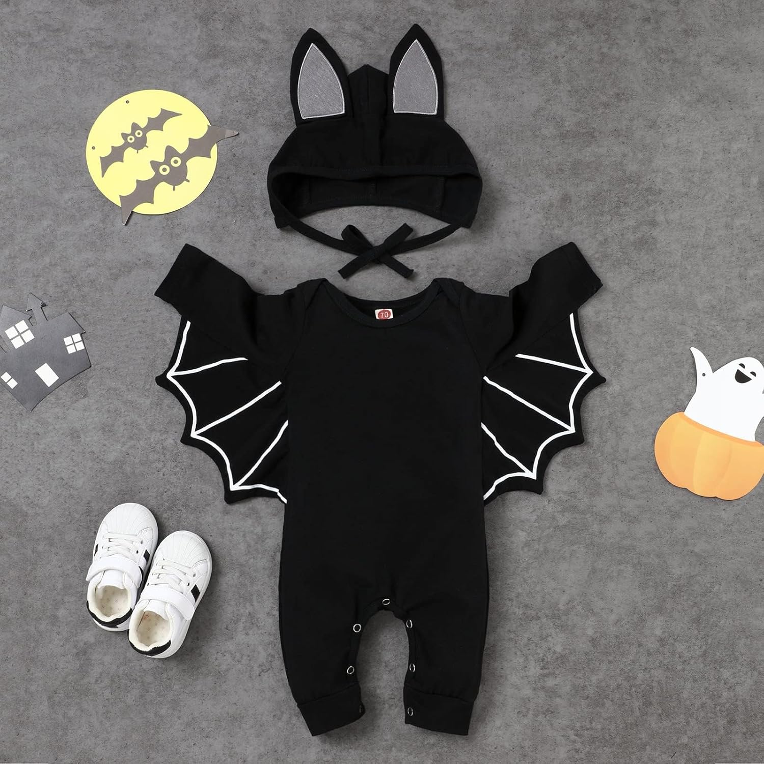 Rutoe Halloween Baby Boy Bat Costume Hoodie Romper Black